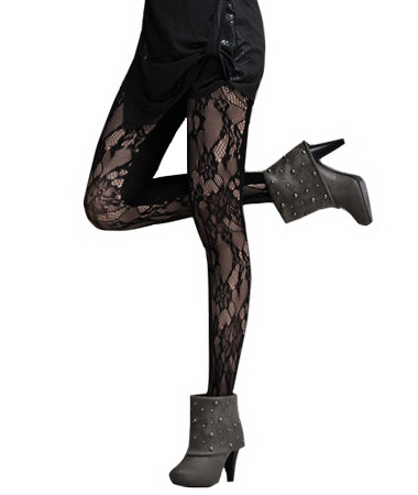 Fashion Jacquard Pantyhose, Front with Mesh Boa Pattern