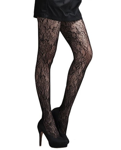 Fashion Jacquard Pantyhose, Floral Pattern A