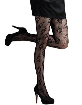 Fashion Jacquard Pantyhose, Floral Pattern C