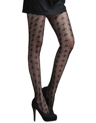 Fashion Jacquard Pantyhose, Floral Pattern D