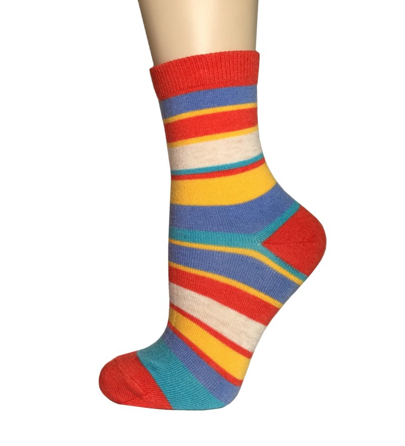 Wool-Blend Bold Colored Striped Crew Socks