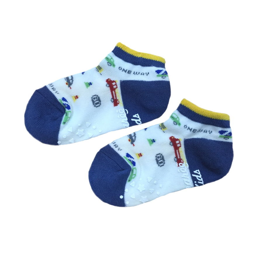 Kids Right Angle No Show Socks (Anti-Slip, Car pattern)