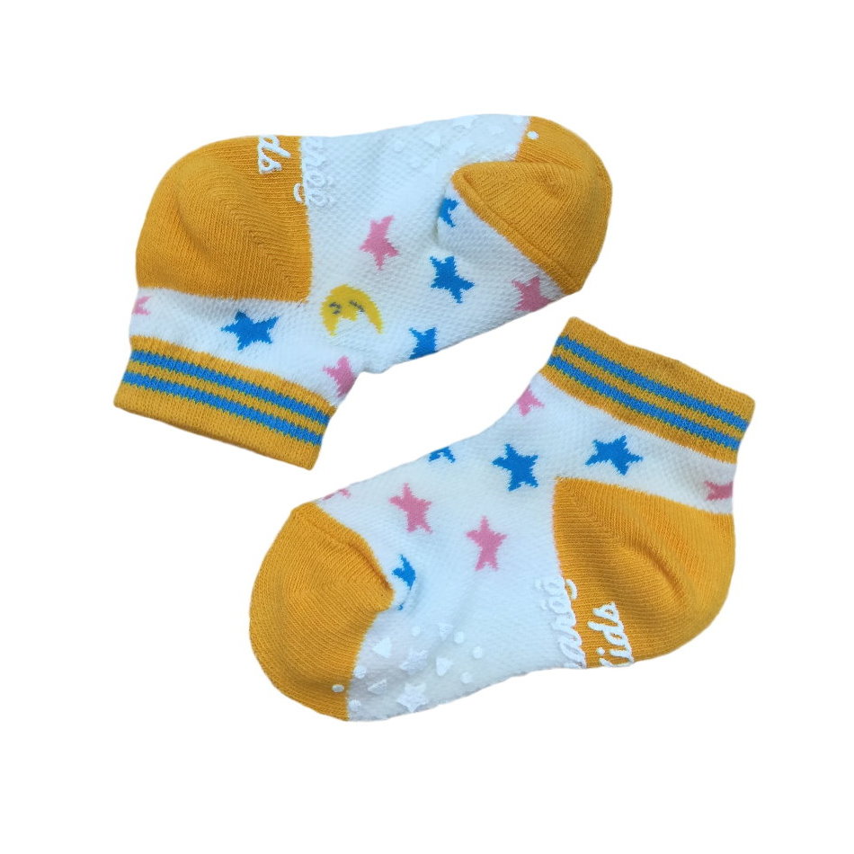 Kids Right Angle No Show Socks (Anti-Slip, Star pattern)