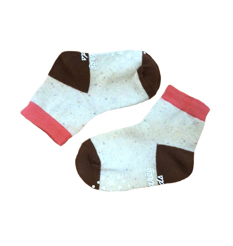 Kids Right Angle Ankle Socks (Anti-Slip, Colorful Dot Pattern)